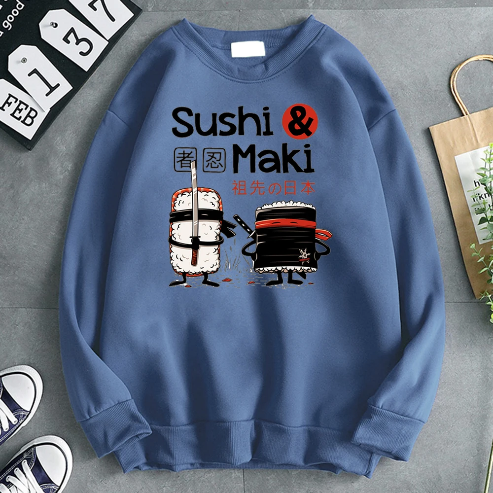 

Sushi Anime Cartoon Print Hoodie O Neck Long Sleeve Sweatshirts Mens Casual Fleece Hooded Clothes Manga Vintage Hip Hop Clothing