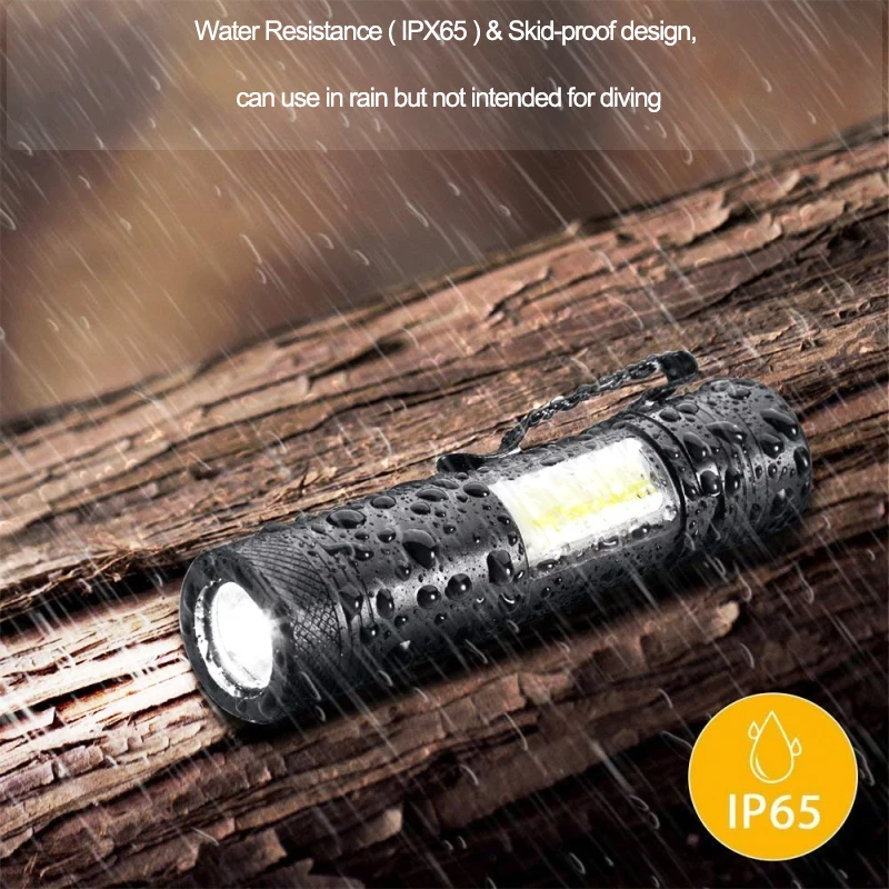 Суперъяркий светодиодный фонарик XML + COB портативный мини регулируемый работает