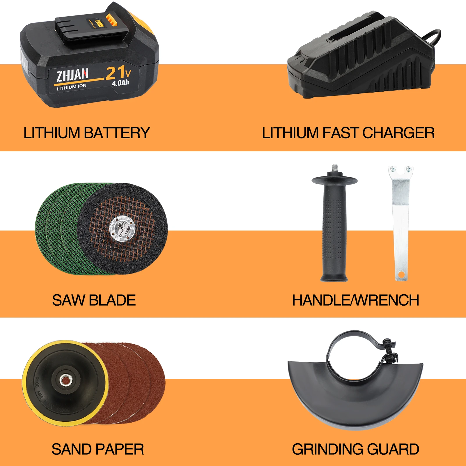 Угловая шлифовальная машина ZHJAN беспроводная литиевый аккумулятор - купить по