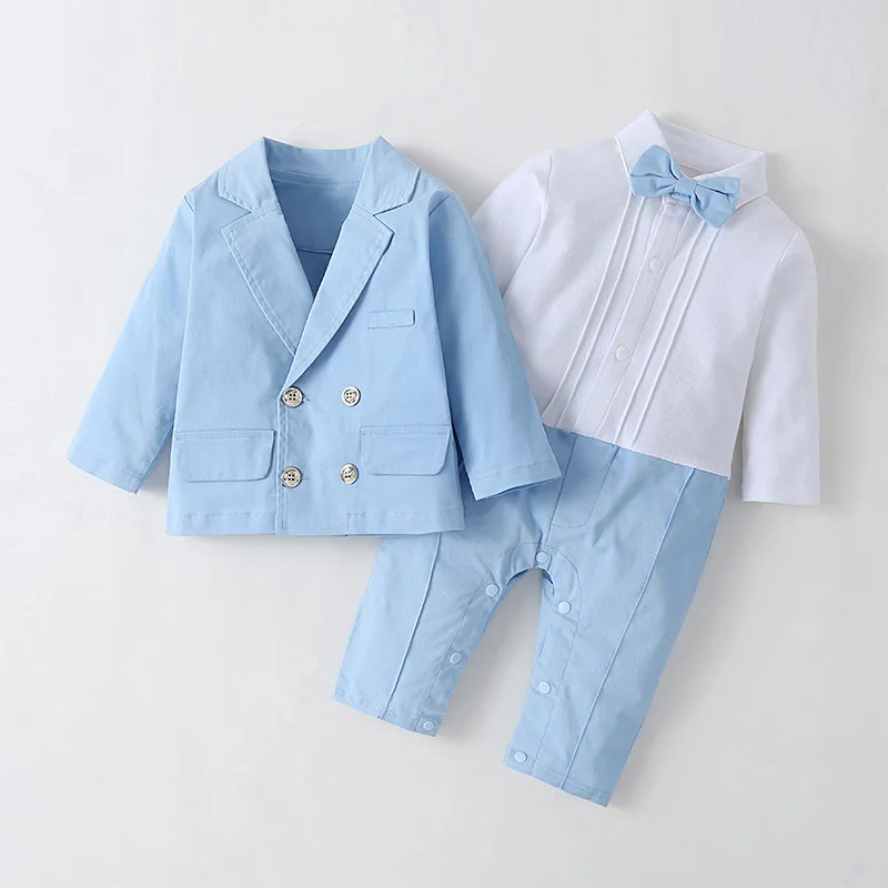 

2021 Autumn New Baby Boy Romper Gentleman Jumpsuits Newborn Infant Boy Clothing Cheap Import 0-2y Baby Clothes Cotton Boys Gift