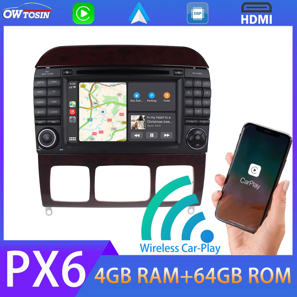 Android 10 0 Автомобильный мультимедийный dvd плеер для Mercedes Benz S Class CL W215 W220 S430 5 * USB PX6 4G +