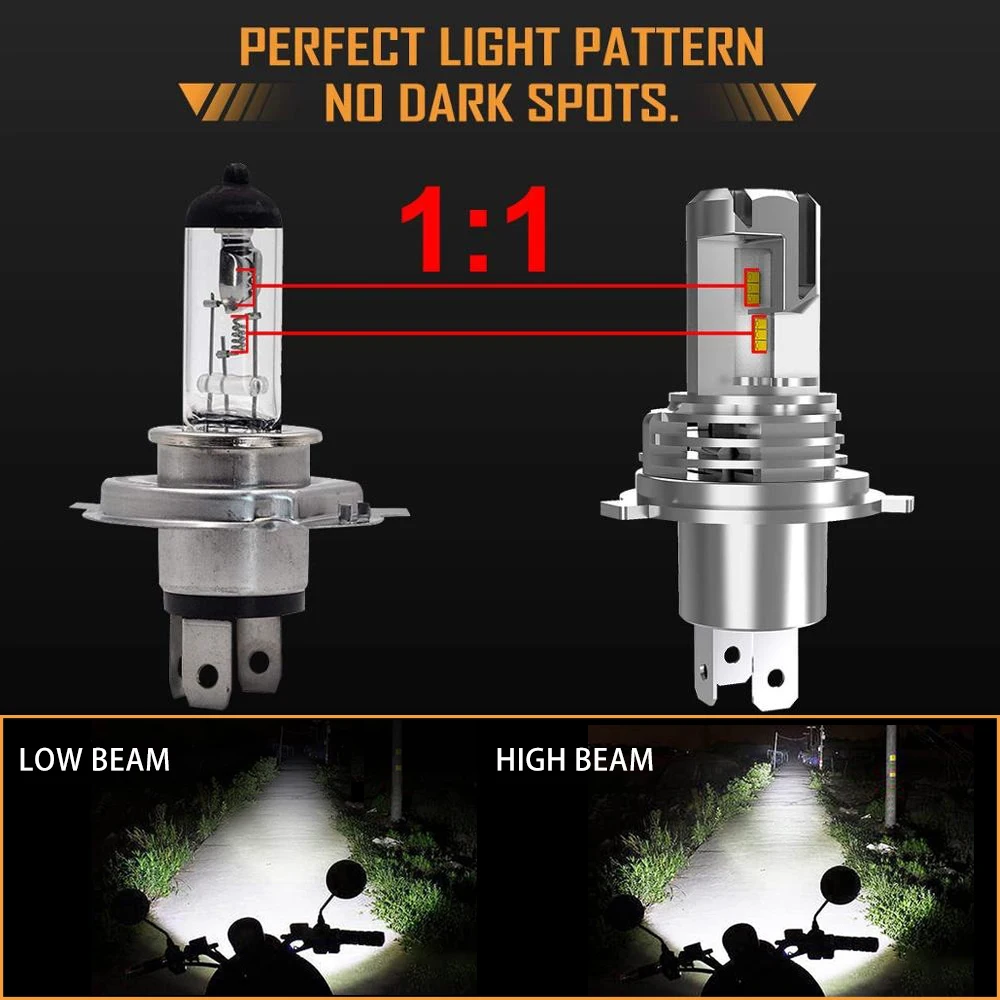 H4 HS1 LED Motorcycle Headlight Bulb 6000LM 9003 HB2 Moto Light 12V Plug-N-Play 6000K Super Bright Enduro Cafe Racer Accessories |