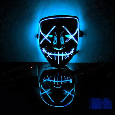 blue Прямая поставка светодиодная маска Хэллоуин светящаяся в темноте страшная Маскарадная маска для вечеринок фестиваль череп тушь для ресниц легкий косплей подарок - Цвет: blue