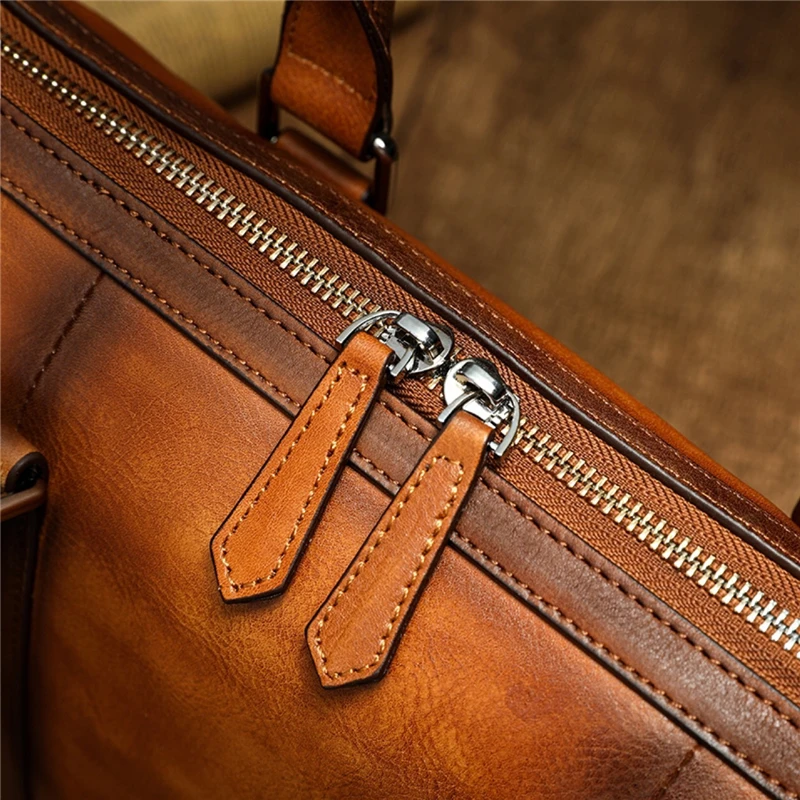 

Genuine Leather Men Designer Briefcase Business Bag Casual Male Tote Handbag Shoulder Bag Women Crossbody 15 inch notebook Bag