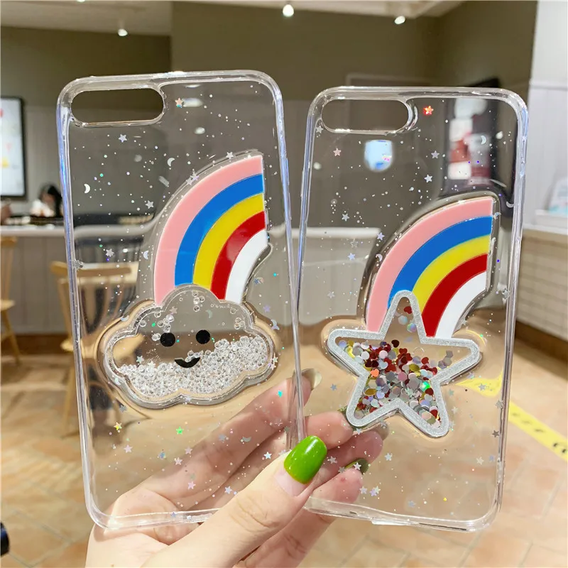 GYKZ 3D радужный блестящий чехол для телефона iPhone 7 XS MAX XR X 8 6 6s Plus мультяшный облако