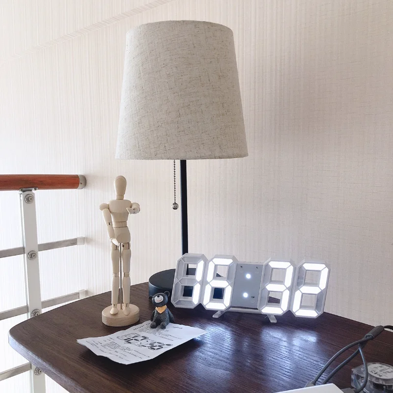 

3D LED Wall Clock Calendar Thermometer Electronic Clock Stereo Digital Alarm Clock Decoration Home Decoration Wall Clock