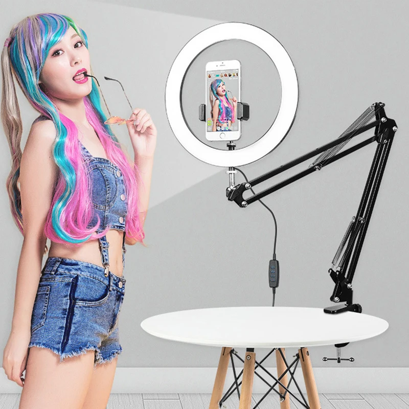 Светодиодный светильник для селфи с кольцом телефона освещение регулируемой