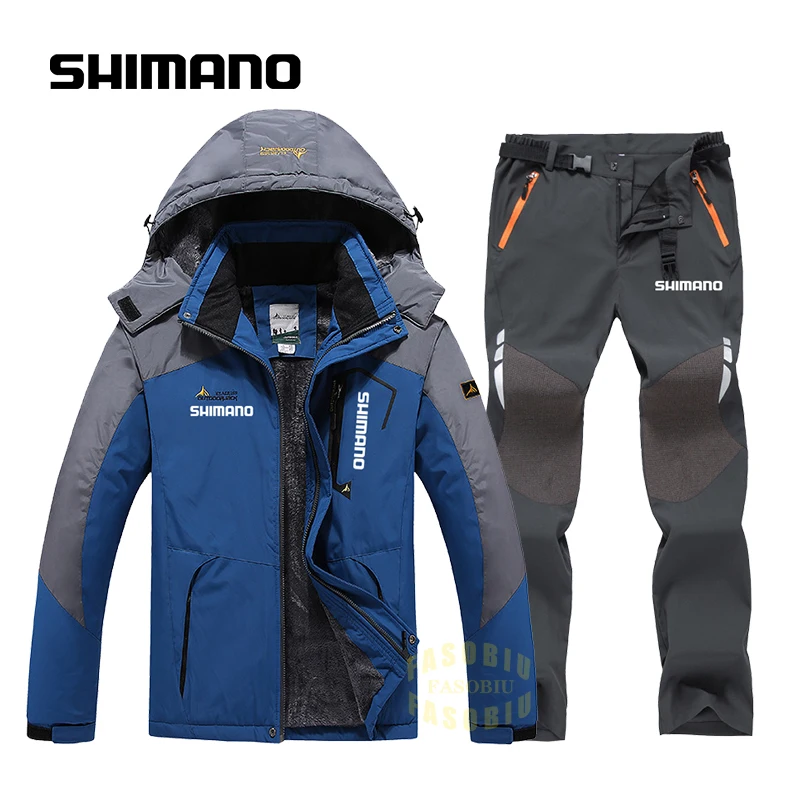 

2022 Outdoor Plus Velvet Fishing Clothing Waterproof Breathable Hooded Fishing Suits Hiking Autumn Winter Fishing Jackets Men's
