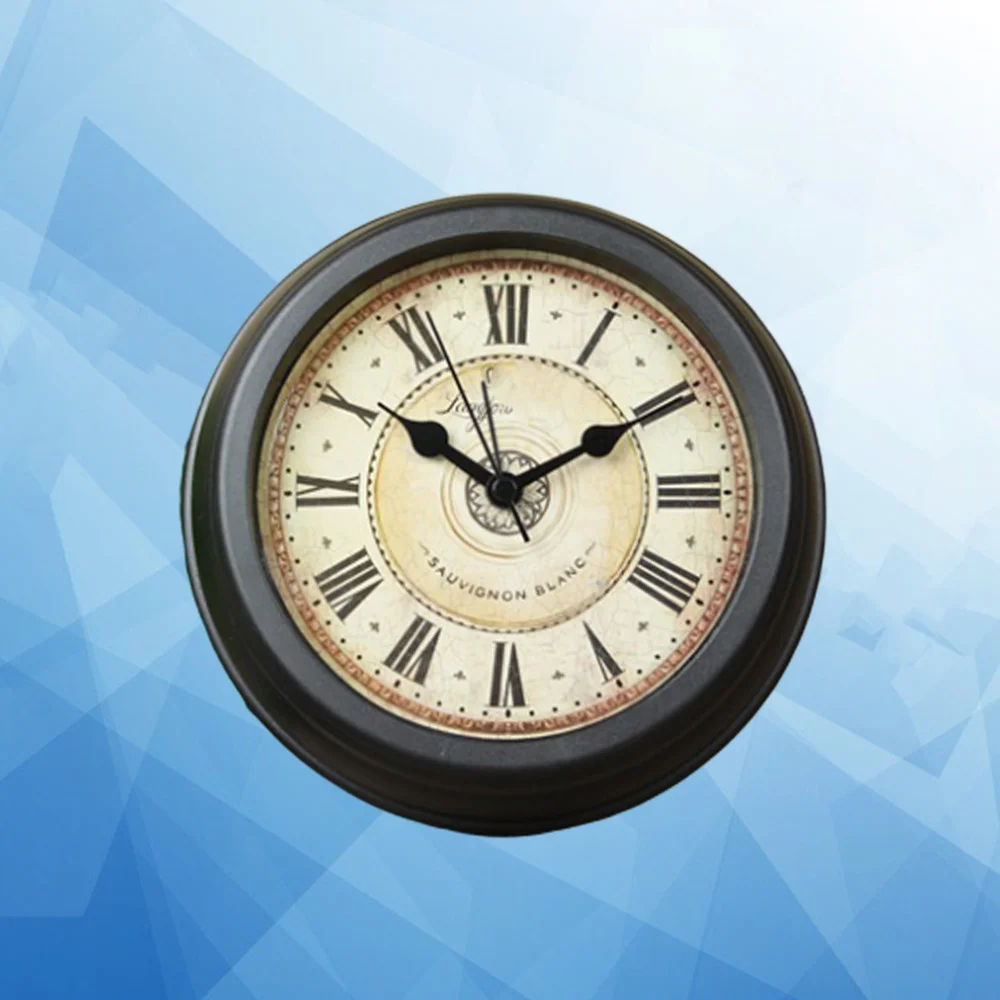

1PC Vintage Table Clock Adornment Creative Table Clock Crafts Decor Mute Wall Hanging Alarm Clock Delicate Time Display Clock Or