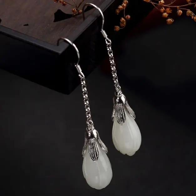 Ear hook Серебро 925 пробы, винтажные Женские Ретро висячие серьги, ювелирные изделия высокого класса, модные серьги-капли для женщин - Цвет камня: Ear hook