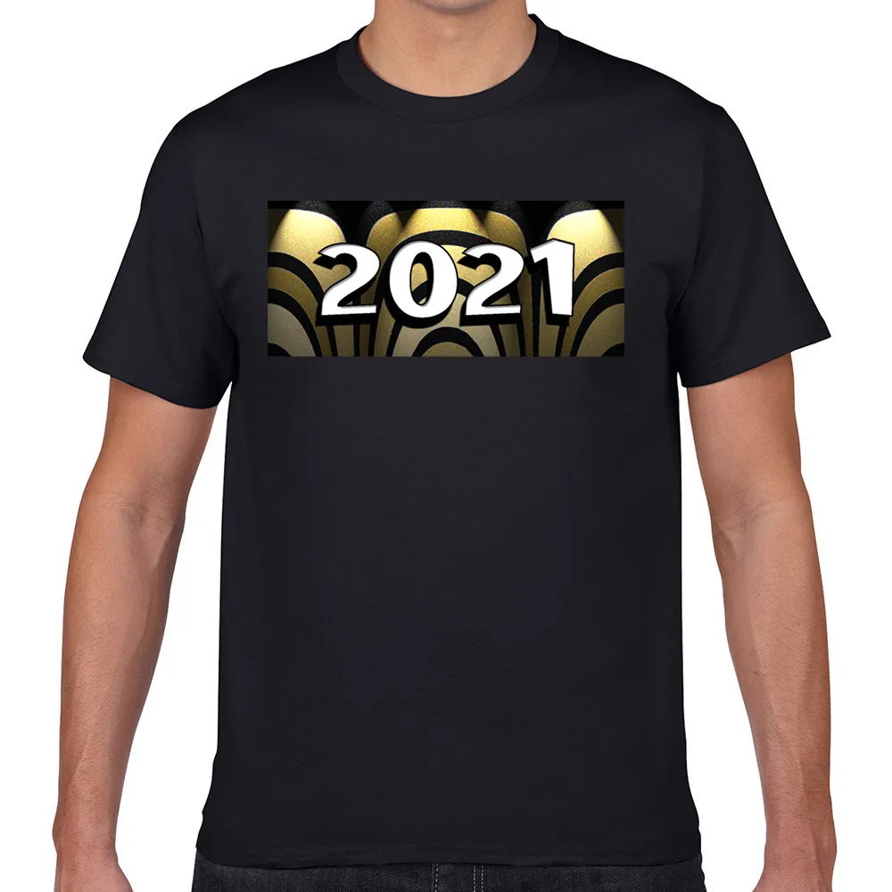 

Tops T Shirt Men 2021 happy new year Hip Hop Vintage Geek Print Male Tshirt