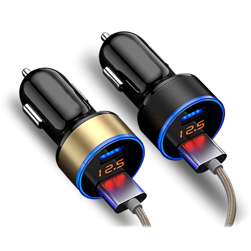 Автомобильная зажигалка, USB зарядное устройство, быстрое автомобильное зарядное устройство, адаптер питания, 2 порта, ЖК-дисплей, 12-24 В, 3.1A, прикуриватель, автомобильный стиль