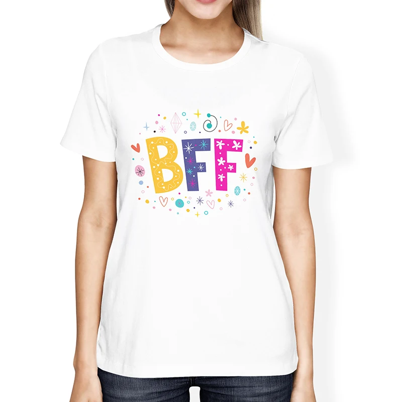 Lus Los BFF kawaii лучшие друзья навсегда футболка женская летняя обувь новая белая femme