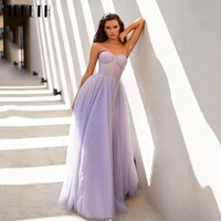 jeheth lavender simple strapless tulle prom dresses for women illusion sweetheart lace up backless floor length robes de soir%c3%a9e