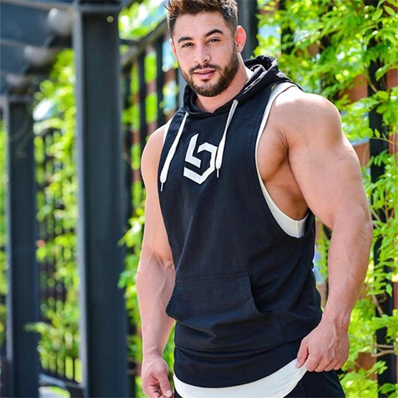 Новинка мужские толстовки для фитнеса с карманом отдыха безрукавка бодибилдинга