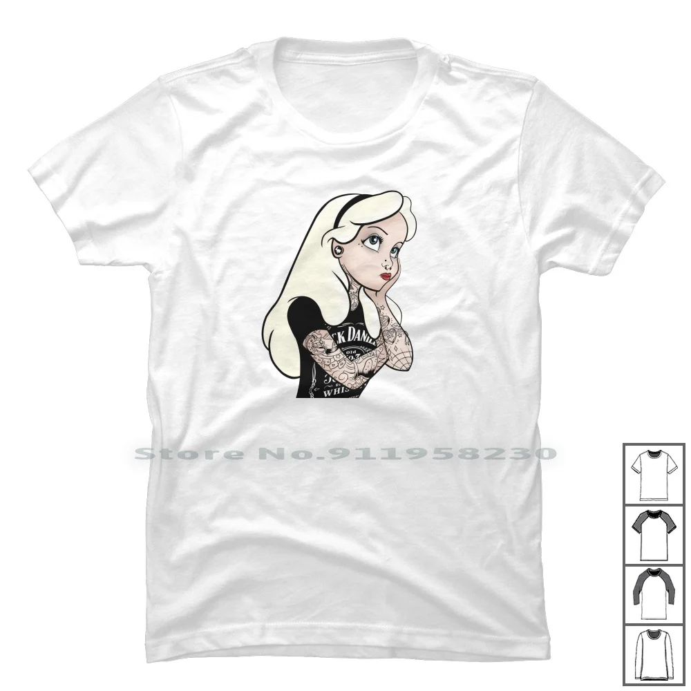 Алиса Футболка 100% хлопок дизайн магазина платья Знак Галстук лед арт Али|Мужские