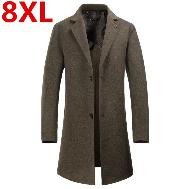 Размера плюс 8XL брендовая мужская повседневная шерстяная куртка зимние толстые