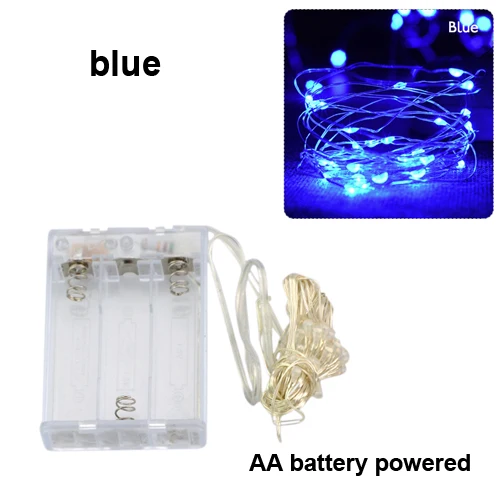blue 10 м, 5 м, 3 м, 2 м, Рождественский светильник, s гирлянда, светодиодный светильник, медный провод, сказочный светильник s для праздника, свадьбы, вечеринки, 3xAA, питание от батареи - Испускаемый цвет: blue