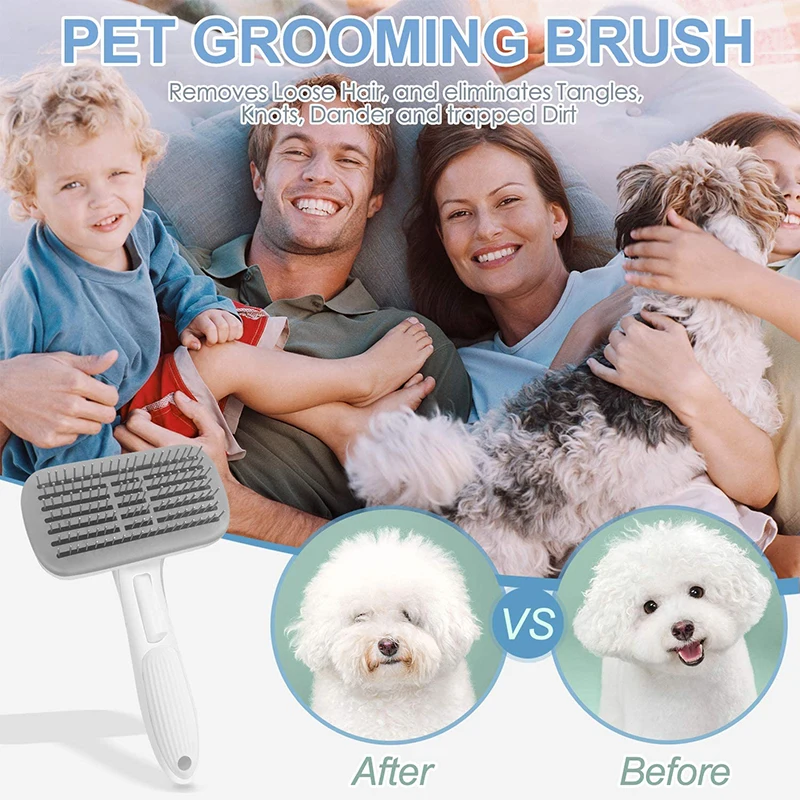 

Efficient Self Cleaning Slicker Pet Grooming Brush For Small Large Dogs Cats Comfortable Safe Anti-slip Comb For Pets