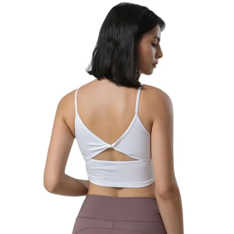 

Summer Sleeveless Women Cross Lace Breathable Sports Bras Yoga Training Gym Fitness Ladies Top Workout Sportswear