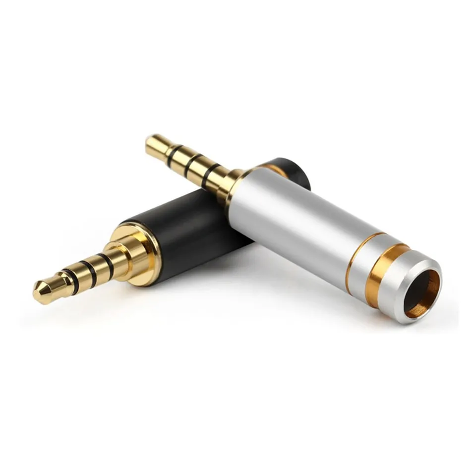 

Earphone Plug 3.5 mm Jack 4 Pole Gold Plated Copper HiFi Headphone Audio Jack Metal Male Adapter Wire Connector 1/6/50pcs