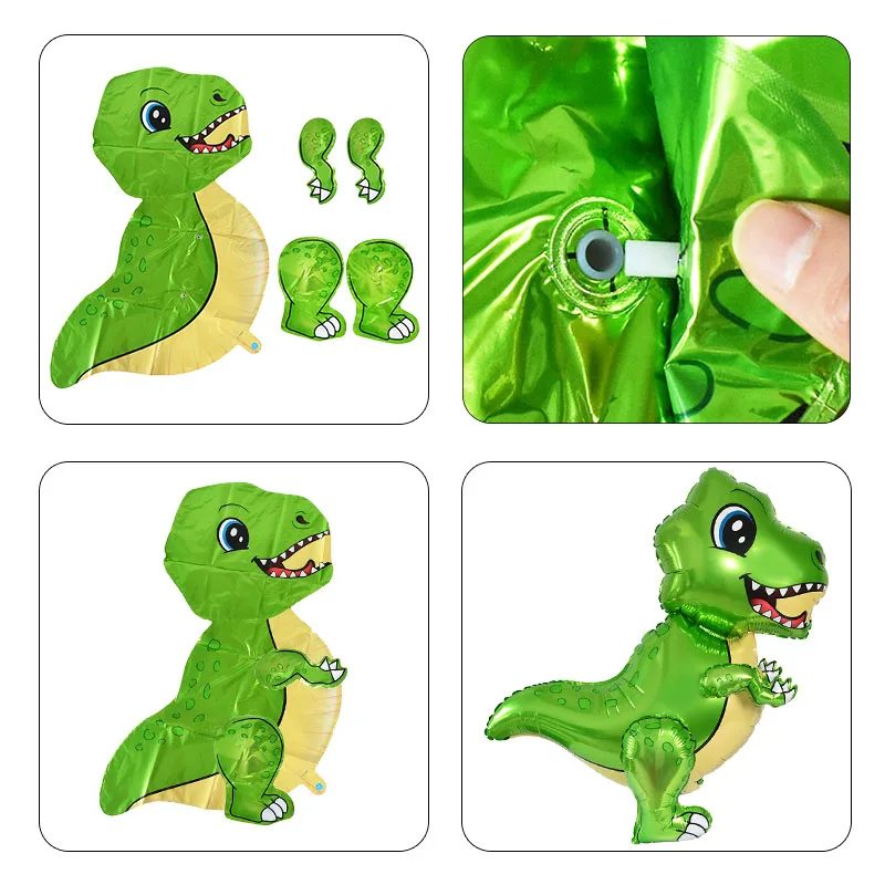 

1Pc 4D Walking Dinosaur Foil Balloons Green Standing Dragon birthday deccor party supplies Baby Shower Kid Favor