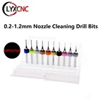 10 шт. игла Чистящая насадка для сверла 0,2 мм0,30,40,50,60,80,911.2 мм PCB сверло подходит MK7 MK8 печати сопла
