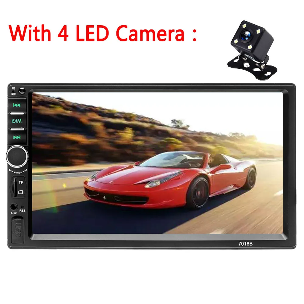 with 4led cam 2Din 7 ''HD сенсорный экран автомобильный стерео Bluetooth мультимедийный плеер встроенный авторадио FM AUX USB SD IOS/Android зеркальная ссылка - Цвет: with 4led cam