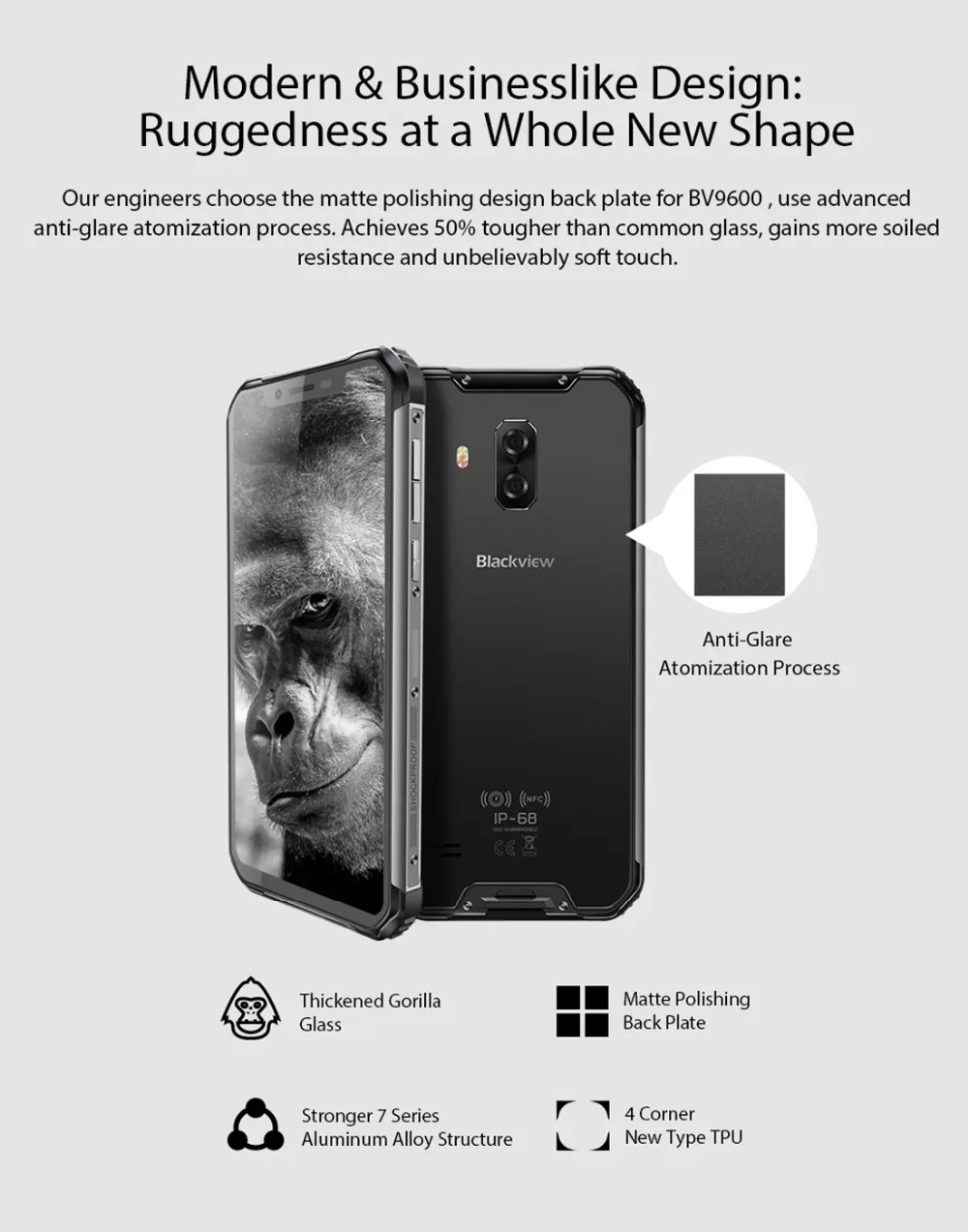 Blackview BV9600 водонепроницаемый мобильный телефон Helio P70 Android 9,0 4 Гб ОЗУ 64 Гб ПЗУ 6,2" 19:9 AMOLED 5580 мАч прочный смартфон