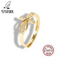 ssteel cross ring for women 925 sterling silver zircon digital gold luxury ring anillo de plata de ley 925 mujer fine jewelry