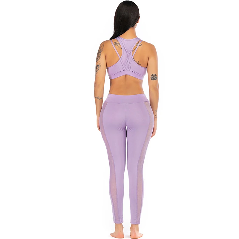 Сексуальный сетчатый комплект для тренировок одежда фитнеса спортивная женщин