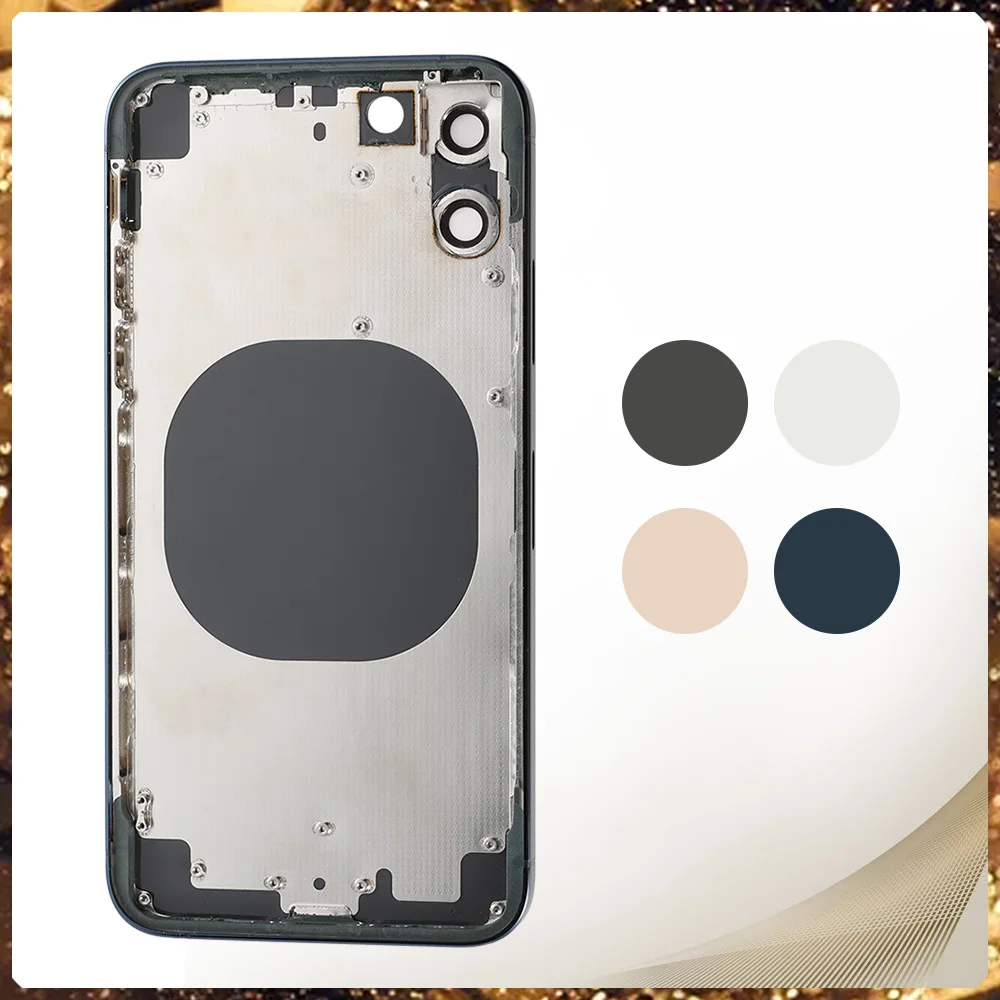 

Back Cover Housing For iPhone X Convert To 12Pro Middle Frame Chassis With Flashlight Cable SIM Card Tray Side Button No CE Logo