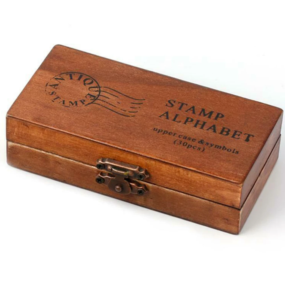 30 шт. комплект резиновых штампов с буквами алфавита деревянная коробка для