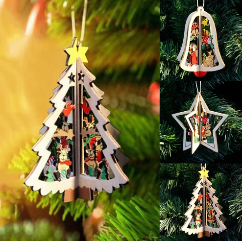 

Wooden bell five-pointed Christmas tree three-dimensional decoration