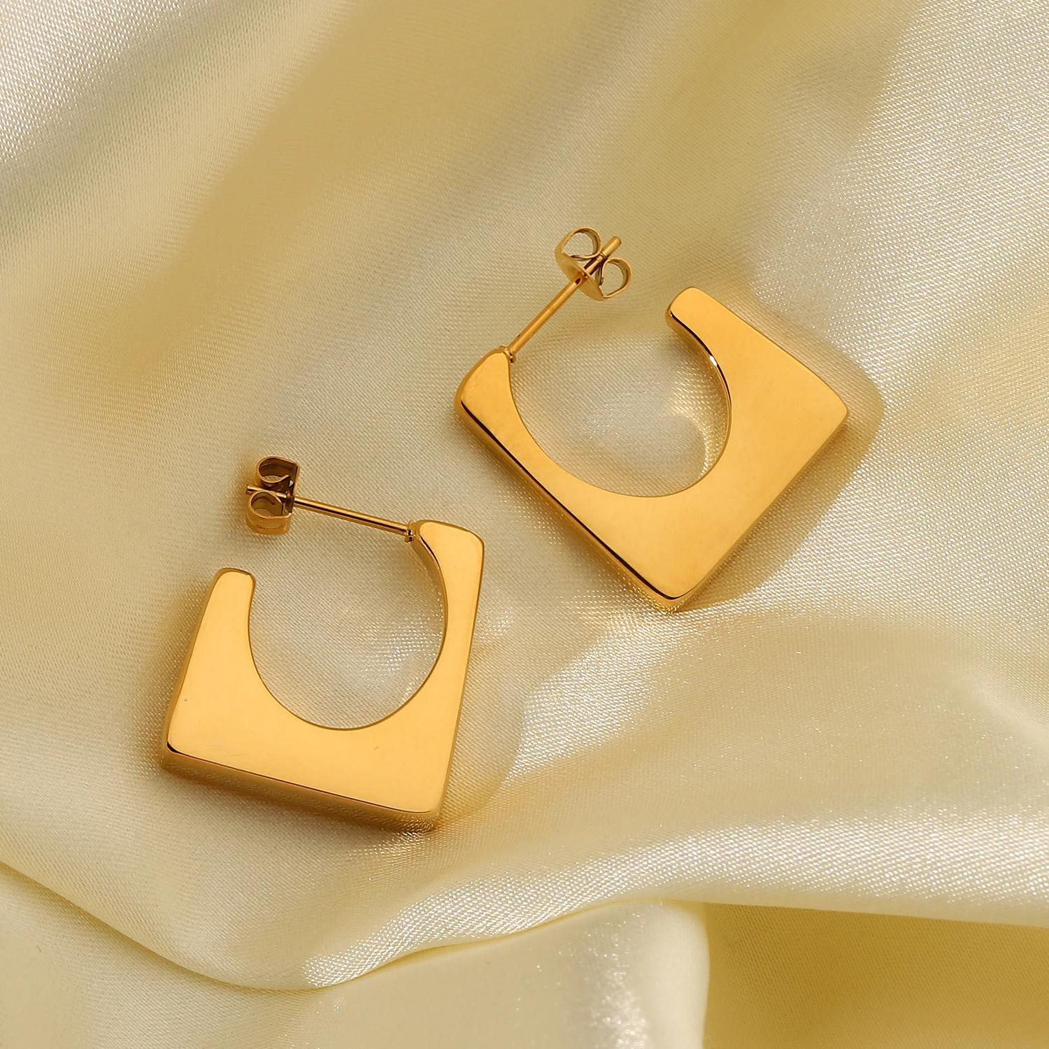 

New trendy trapezoidal stud earrings stainless steel gold jewelry Rectangle Geometric statement Earrings