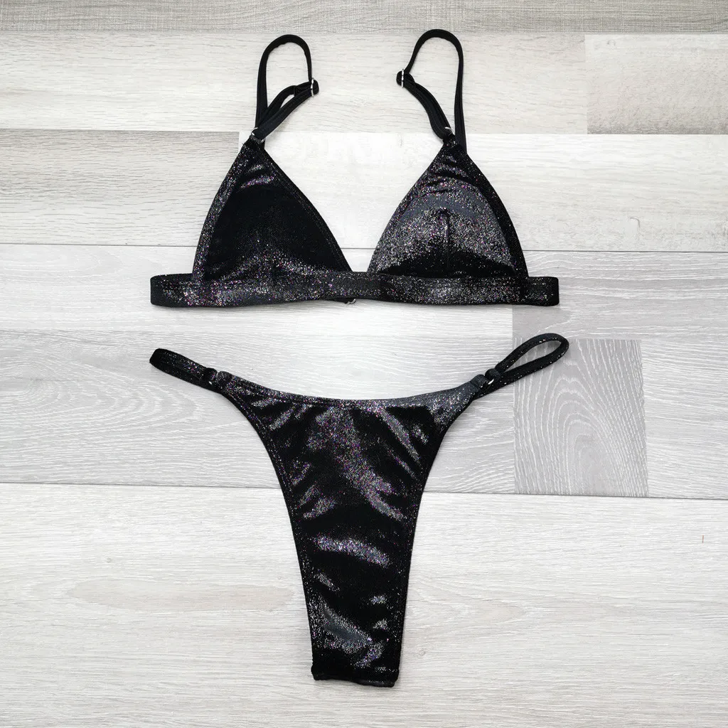 Бразильское бикини сексуальный купальник Однотонный женский пуш-ап мягкий