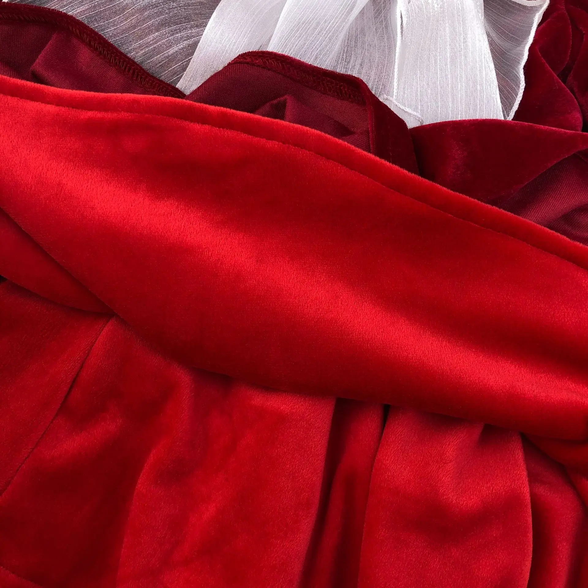 

Red Long Sleeve Gold Velvet Gown Age For 2 - 8 Yrs Baby Girls Vintage Birthday Evening Dress 2021 New Spring Big Bow Kids Frocks