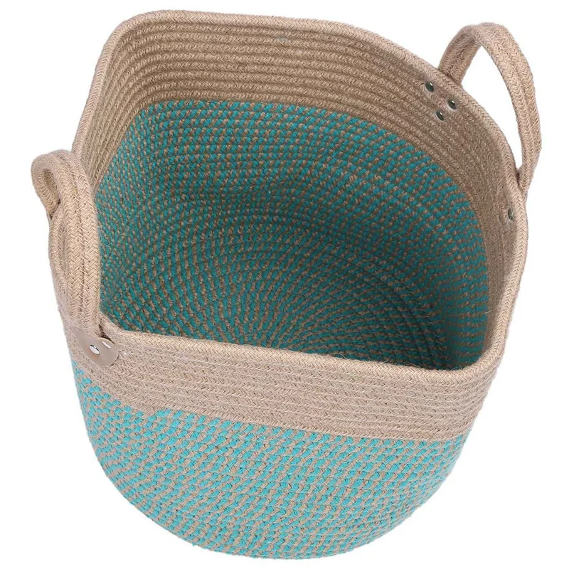 

1 Pcs Large Basket Woven Storage Basket with Handles & 1 Pcs Dinosaur Cartoon Canvas Storage Tissue Box