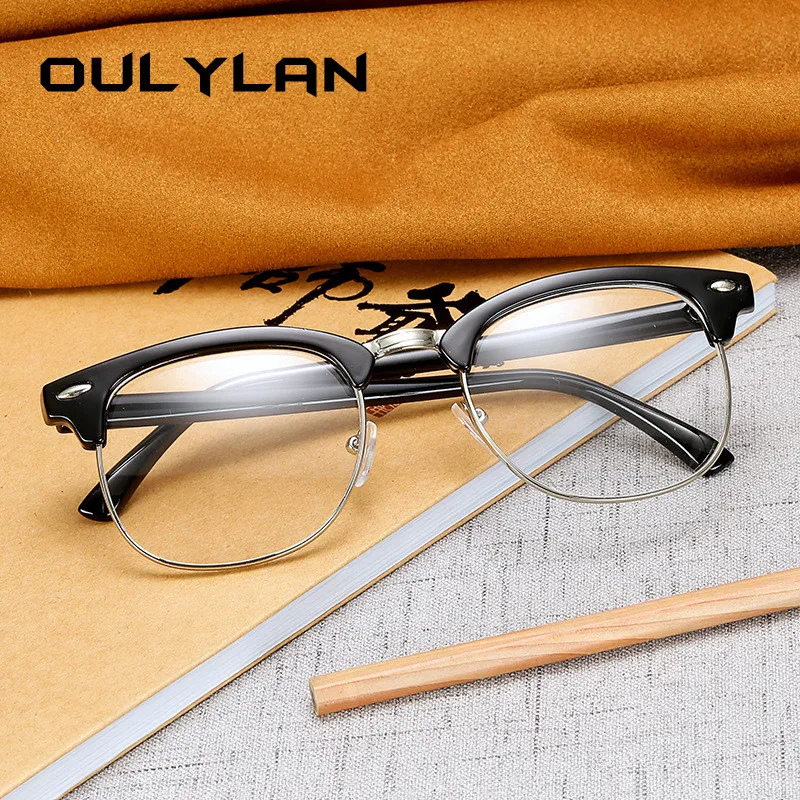Oulylan очки для близорукости, женские винтажные очки с полуоправой, мужские очки для близорукости, очки-1,0-1,5-2,0-2,5-3,0-3,5