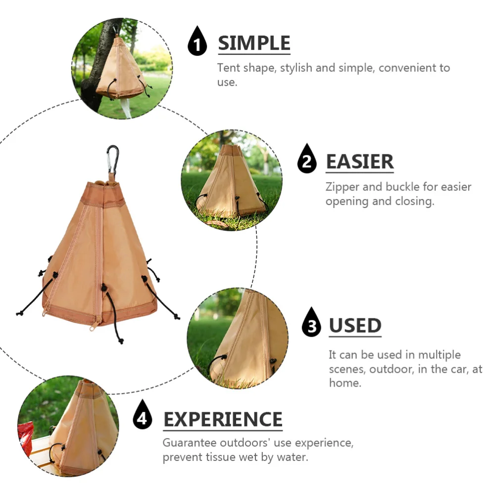 

1pc Outdoor Tent Tissue Bag Daily Waterproof Portable Zipper Tissue Box