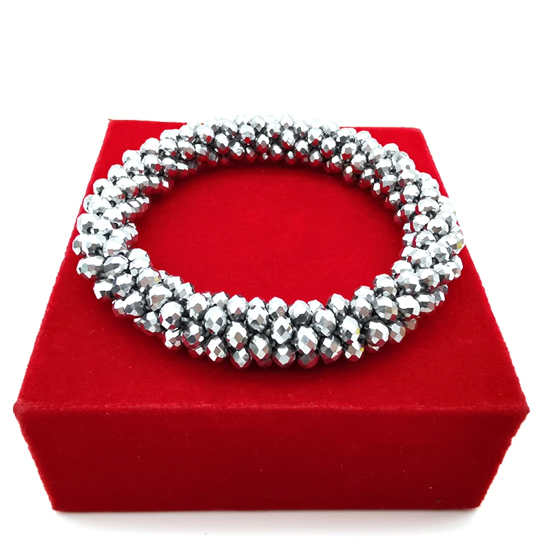 Женский браслет из бисера YD & YDBZ серебристого цвета с кристаллами эластичные