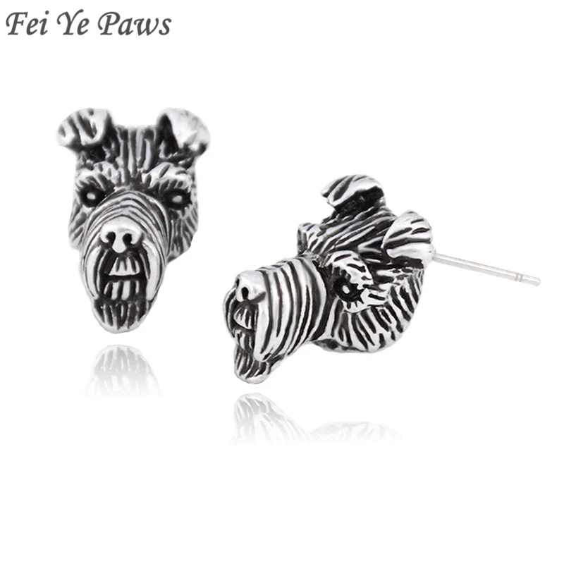 Забавные винтажные Серебристые серьги в стиле бохо Airedale Terrier собаки животных
