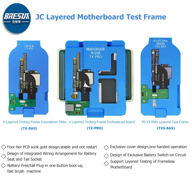 

JC JCID TX-BAS Layered Test Frame Basic Professional Edition for Iphone X/XS Battery-free Tail Plug Without Restart With C1 Line