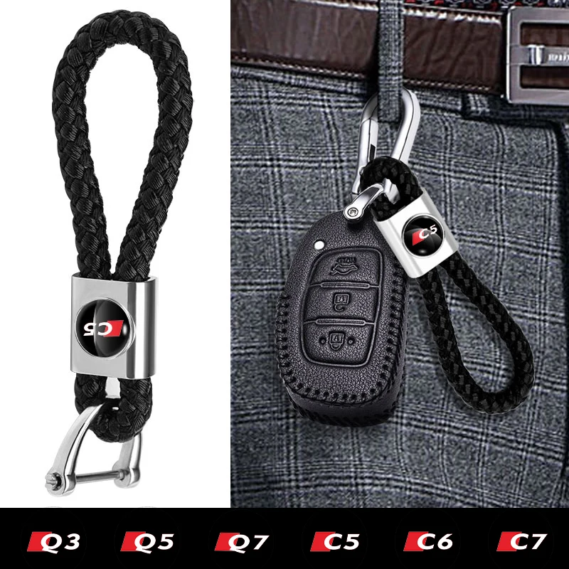 

1pcs Fashion Metal 3D Car Key Rings Badge Logo Key Chain Holder For Audi Q3 Q5 Q7 C5 C6 C7 TT A3 A1 A5 Trinket Automotive Goods