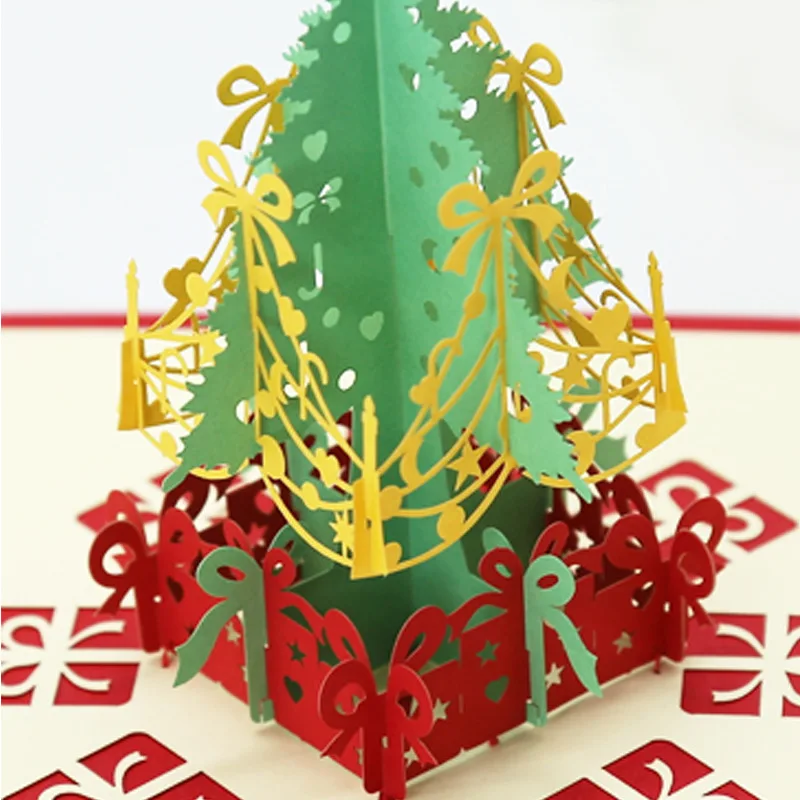 1 шт. 3D открытки на рождественскую елку с конвертом лазерная вырезка почтовая