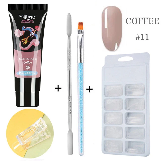 

2021 Nail Extension UV Gel Nail Polish Set Crystal Building Kit UV LED Builder Gel Tips With Manicure Extend Brush Nail Chips