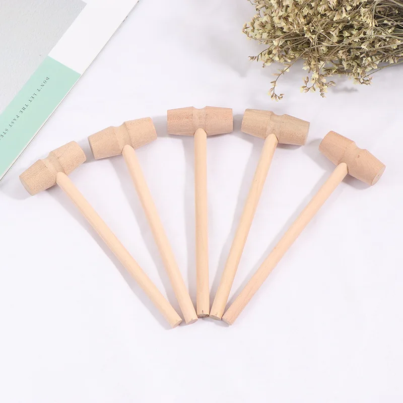 

5pcs/lot Wood Mini Hammer Knock Planet Cake Wooden Hammer Children Flat Toy Mallet Spot