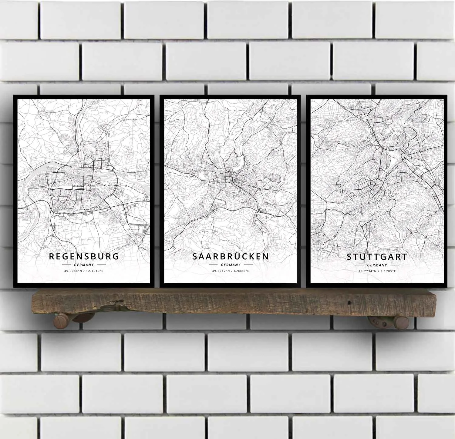 Регенсберг саарbrucken студентгарт Висбаден вилденссе Wuppertal карта Германии плакат