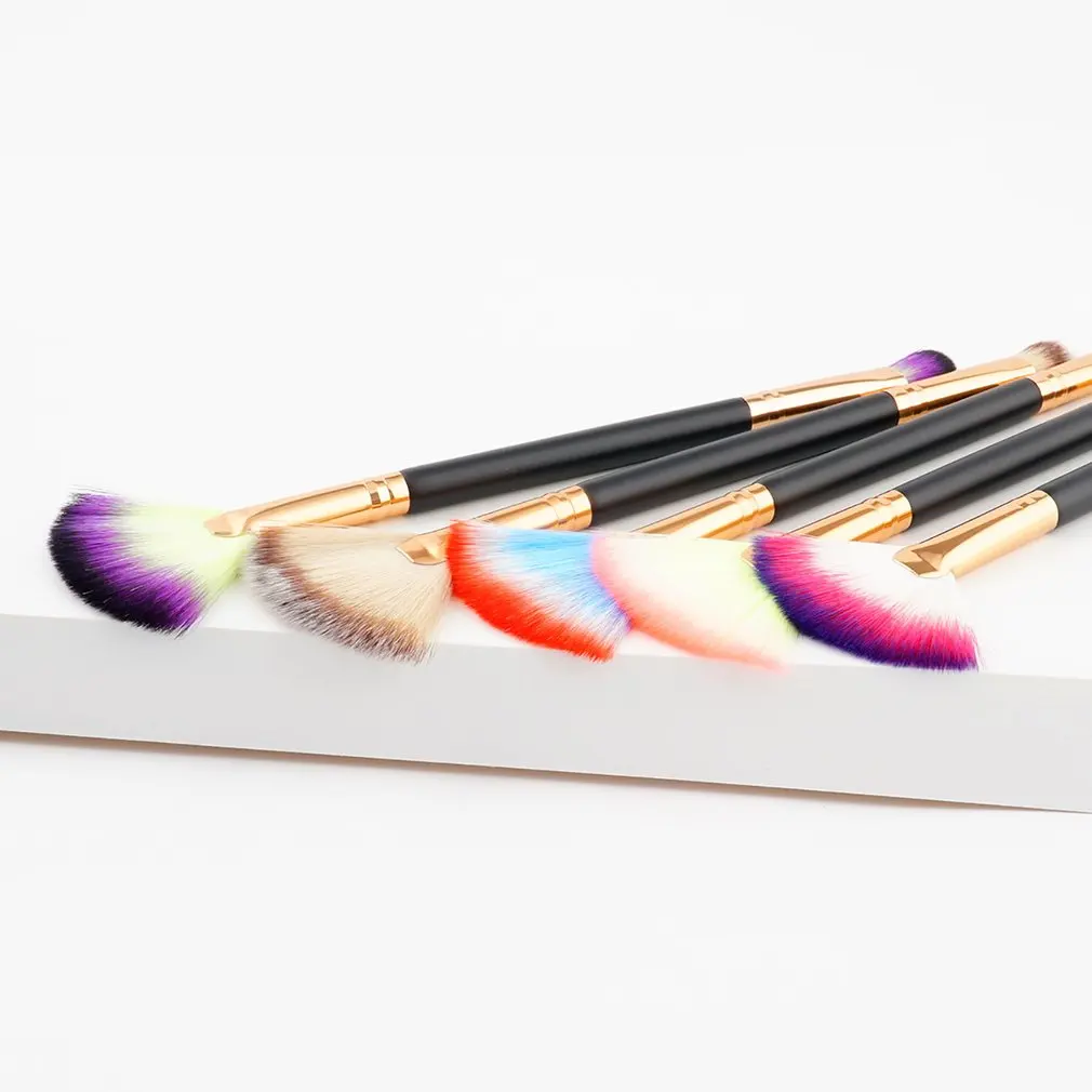 2 в 1 Кисть для макияжа форме веера домашние тени век пудра лица румяна щек