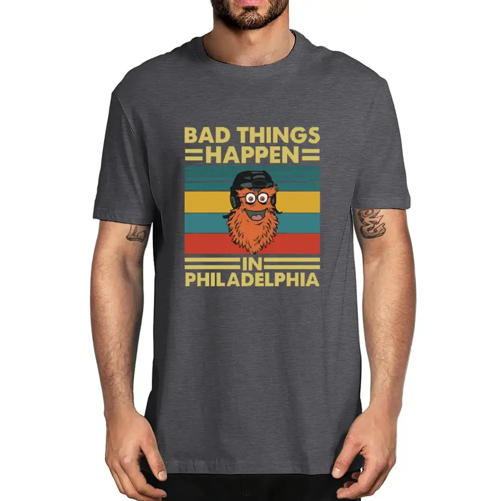 

Unisex Bad Things Happen in Philadelphia Funny Gritty Vintage Philly Pride Men's 100% Cotton Short Sleeve T-Shirt Women Tee Gift